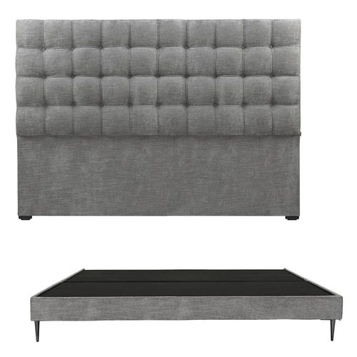 Cabecera King Size Trinity Slip Gris Oscuro+ Base Slim TRY