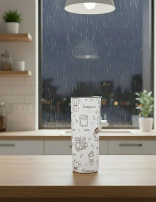 Termo de 590 ml diseño ilustrado tipos de café
