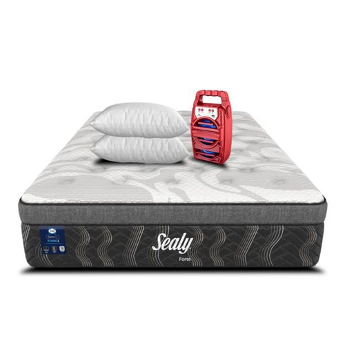 Colchon Matrimonial Sealy Cushion Fort Foam + 2 Almohadas + Bocina