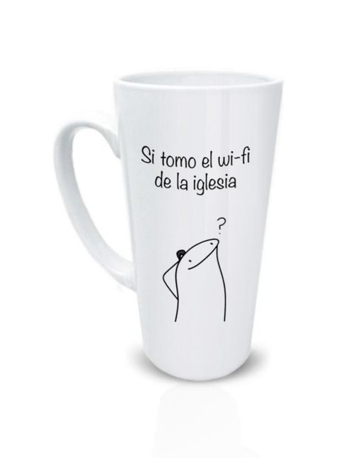 "Taza de cerámica 502 ml. diseño divertido si tomo el wifi de la iglesia
¿estare tomando la señal de dios? regalo original"