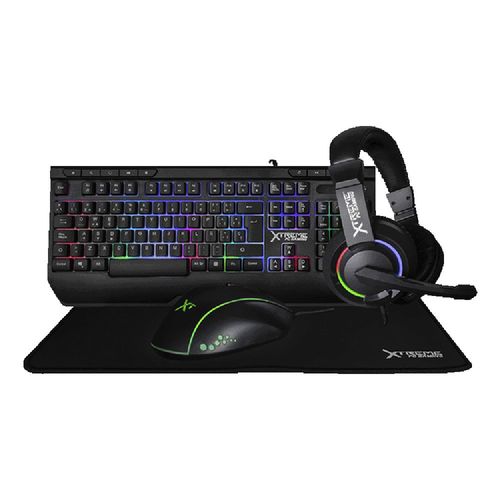 Kit gamer 4 en 1 xtreme pc gaming battle force español rgb usb negro