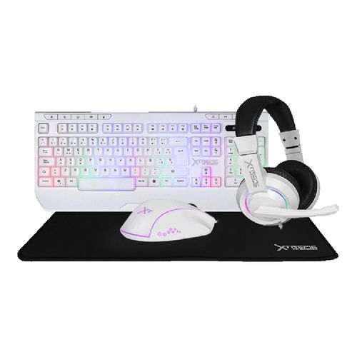 Kit gamer xtreme pc gaming battle force teclado mouse rgb usb blanco