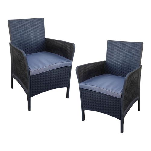 Ilios Innova | Set de 2 Sillas para Comedor Exterior Textura Ratán, Sillones de Jardín Resistentes con Cojines Lavables, Ideales para Terraza y Patio