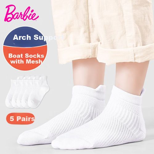 Calcetines BARBIE básicos blancos de algodón con malla transpirable para niño