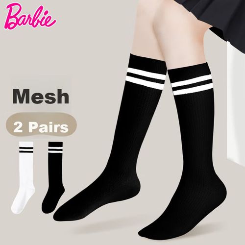 Calcetas BARBIE malla Negro y Blanco hasta la pantorrilla para niña y niño