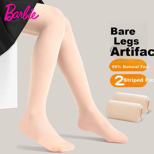 Medias BARBIE hasta muslo color carne para niña