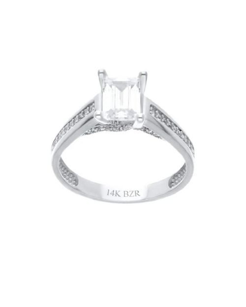 SOLITARIO DE ORO BLANCO 14K CON ZIRCONIAS #8