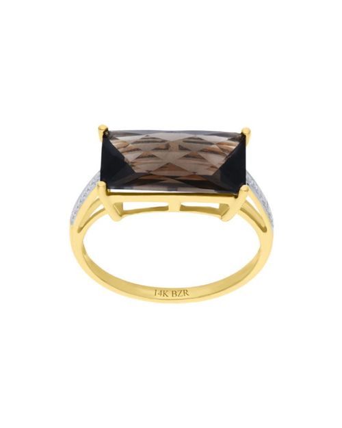 ANILLO DE ORO AMARILLO 14K CON SMOOKY