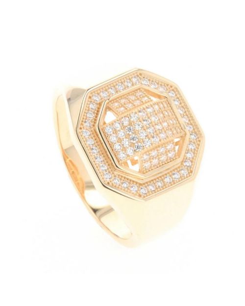 ANILLO DE ORO AMARILLO CABALLERO 14K CON ZIRCONIAS TALLA 9