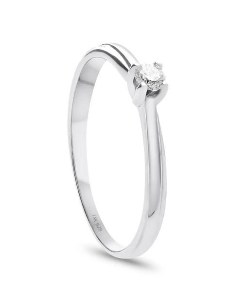 Solitario De Oro Blanco 14 Kt De 10Pts De Diamante B4068B