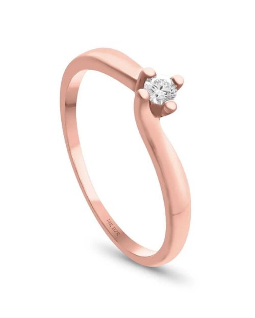 Solitario En Oro Rosa 14K Con Diamante De 10 Puntos FD4066R