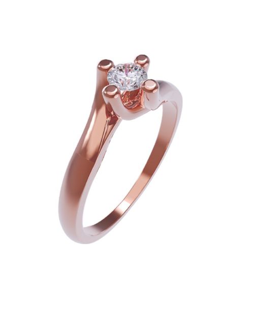 Solitario de Oro Rosa 14K con 15Pts de Diamante Corte Brillante