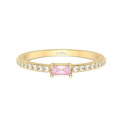 Anillo Promesa Ariel Piedra Rosa 10k Oro Abba Joyas