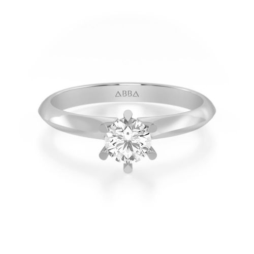 Anillo de Compromiso Clásico 10k Oro Blanco Abba Joyas