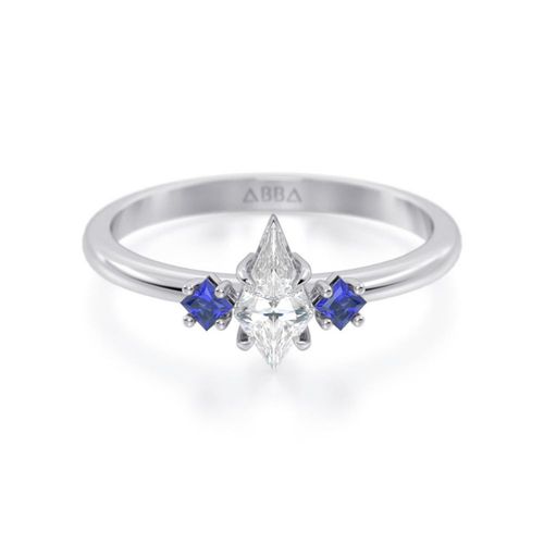 Anillo de Compromiso Lumen Piedra Zafiro 10k Oro Blanco Abba Joyas