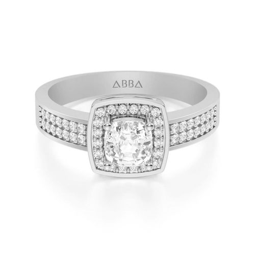 Anillo de Compromiso Mabel 10k Oro Blanco Abba Joyas