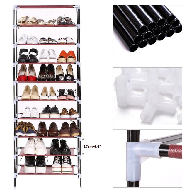 ORGANIZADOR DE ZAPATOS ARMABLE ZAPATERA DE 9 NIVELES CON FUNDA FEMENINA