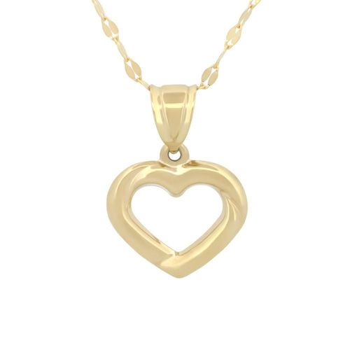 Cadena con dije corazón contorno 1.3 cm oro sólido 10k
