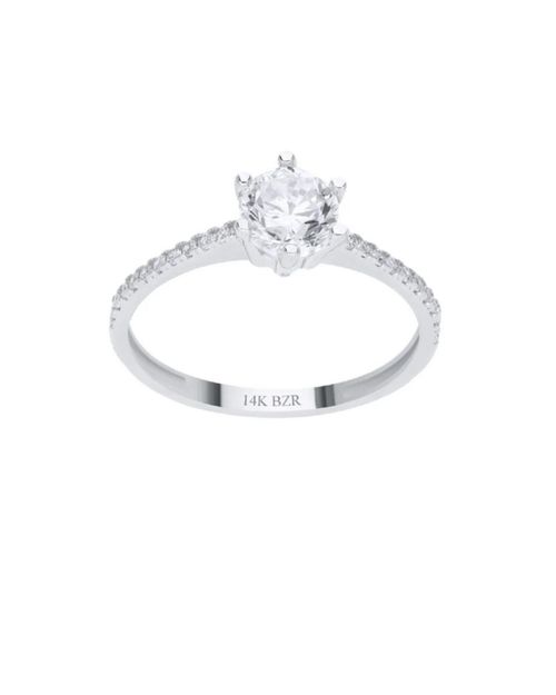 SOLITARIO DE ORO BLANCO 14K CON ZIRCONIAS #8