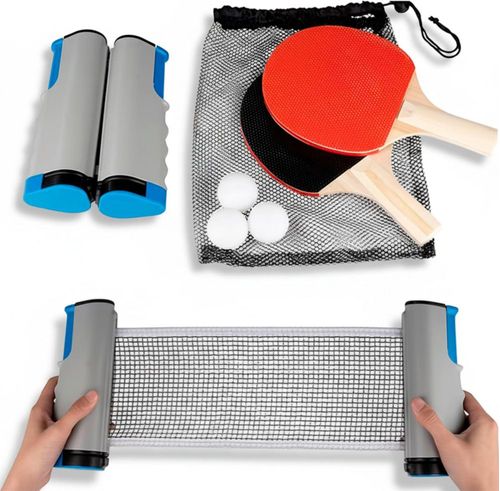 Bluelander Juego de Ping Pong con Red Extensible, 2 Raquetas y 6 Pelotas, Set Portátil con Bolsa para Ping Pong en Casa o Viajes
