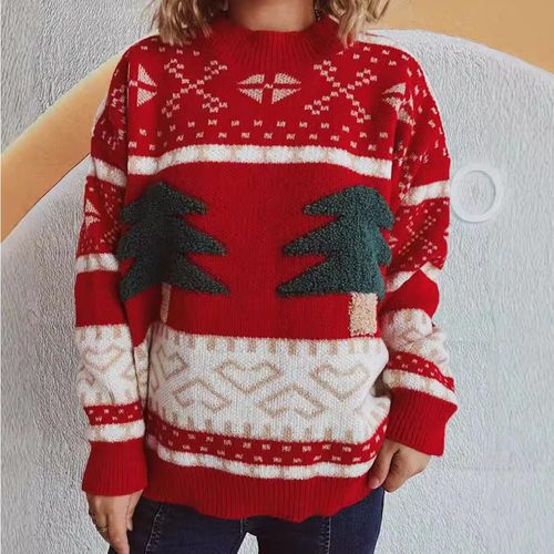 Ropa de mujer para Navidad, casual, suéter de manga larga de punto, suéter holgado.HOGAWAY