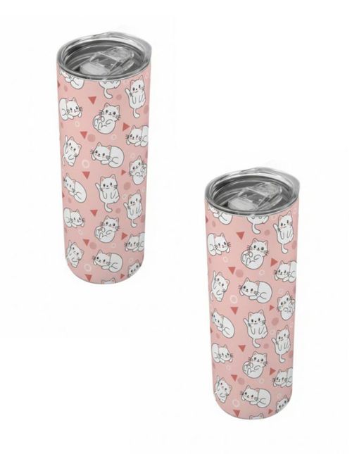 Duo de termos de 590 ml diseño cute de gatitos blancos