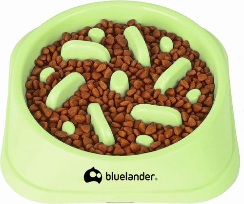 Bluelander Plato para Perro con Alimentación Lenta para Todo Tipo de Razas y Tamaños, Evita Asfixia e Hinchazón, Ecológico y Fácil de Lavar (Verde)