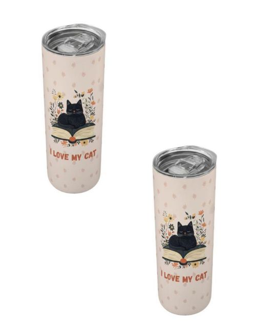 Duo de termos de 590 ml diseño ilustrado de gato