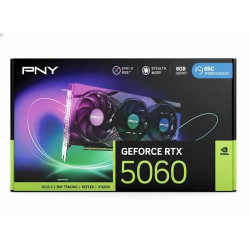 Tarjeta De Video Nvidia Rtx5060 8Gb Oc Gddr7 Pny Argb Vcg50608Tfxxpb1-O