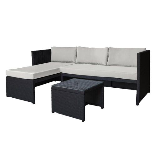 Sala exterior esquinera derecha mueble juego jardín ratan gris