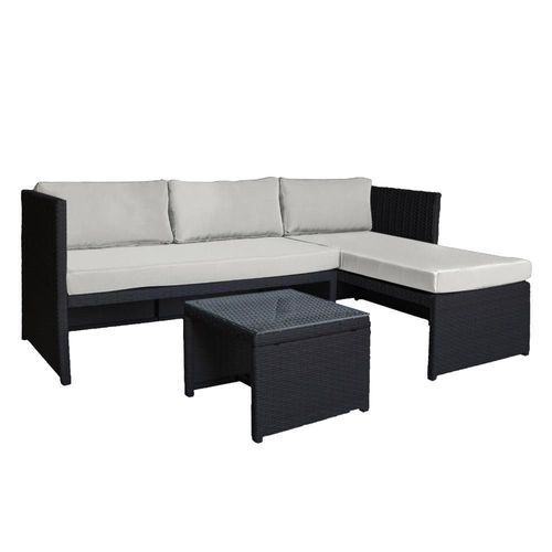 Sala exterior esquinera izquierda mueble jardín ratan sofa gris
