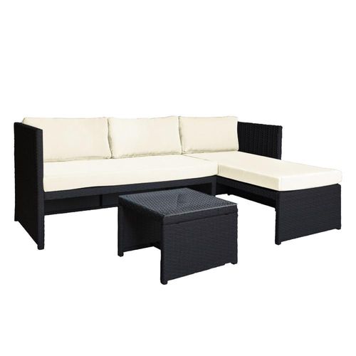 Sala exterior esquinera izquierda mueble jardín ratan sofa beige