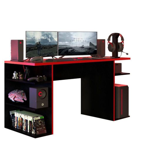 Madesa Escritorio Gamer Para Computador Negro/Rojo 1