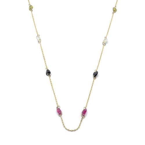 Cadena con zirconias colores oro sólido 10k