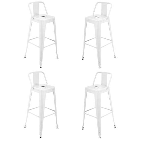 Set 4 bancos tolix altos kingshouse con respaldo silla barra blanco