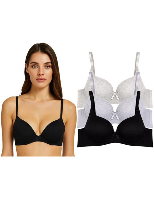 Paquete con 3 Brasieres Doble Push Up de Algodón Aumenta Hasta 2 Tallas