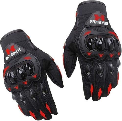 Hanylish Guantes para Motociclista, Antideslizante, Cómodos y Ligeros Unisex  Protección Completa con Sensores Táctiles,  (Negro - Rojo, L)
