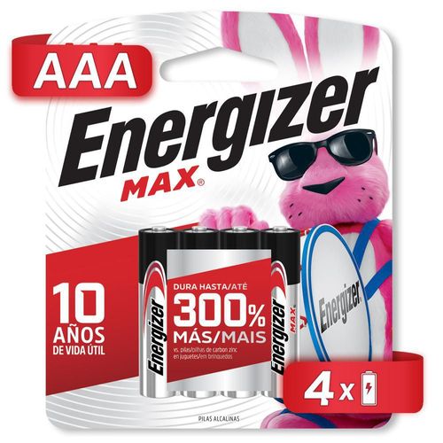 Pila energizer max alcalina aaa con 4 piezas e92bp-4