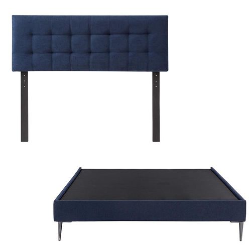 Cabecera Queen Size Rogga Catania+ Base Cama Slim Azul RHG