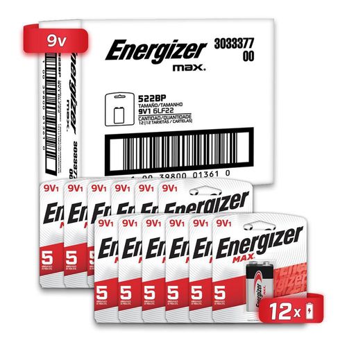 Pila energizer max 9v alcalina blister 12 unidades