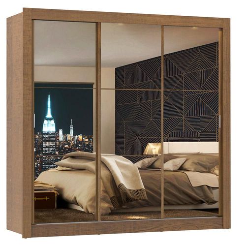 Ropero Closet Madesa Mônaco 3 Puertas 3 Espejos Marrón 2