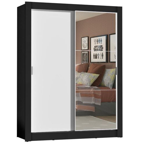 Ropero Closet Madesa Denver 2 Puertas 1 Espejo Negro/Blanco 1