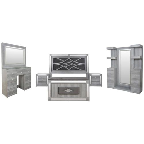 Recamara KS 5 Piezas Volga Gris Kessa Muebles