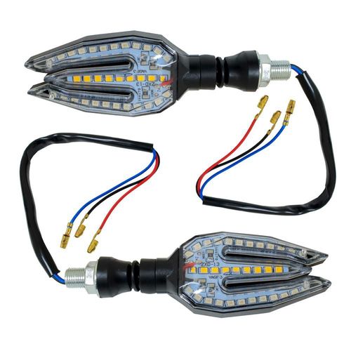 Direccional delantera/trasera tridente rojo con luz cuarto led set 12v