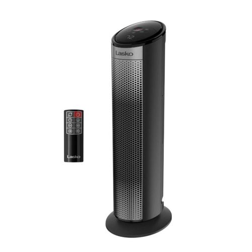 Lasko Calentador de Torre de 22” Torre Cerámica Digital con Control Remoto y Seguro para Niños CT22498 – Color Negro (Caja con detalles)