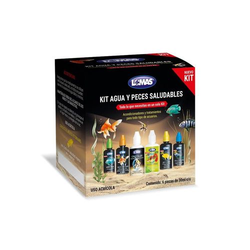 Kit Tratamiento de Agua y Salud de Peces 6 Soluciones Esenciales 30 ml