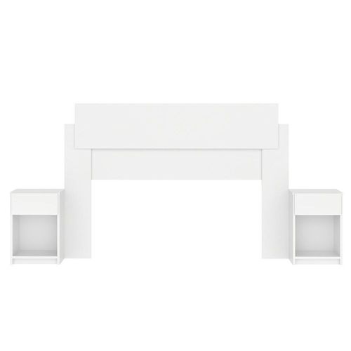 MOBI Cabecera Matrimonial Vera con 2 burós de madera – Color Blanco- Largo 150cm x Alto 104cm – Recámara