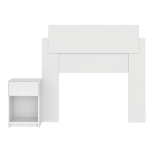 MOBI Cabecera Individual Vera con buró de madera – Color Blanco- Largo 100cm x Alto 104cm – Recámara