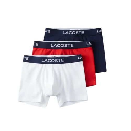 Boxer Lacoste Brief 3pz Blanco y Rojo