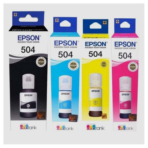 KIT TINTAS EPSON T504 NEGRA-CYAN-MAGENTA-AMARILLO PARA L6171 L6191 L4160 L6161 L4150